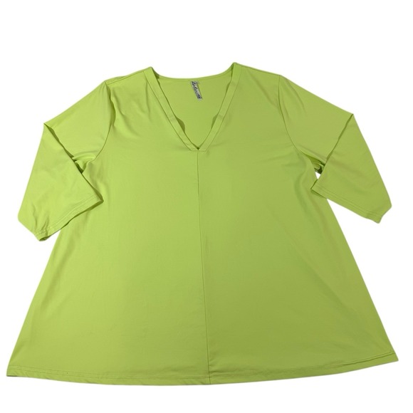 Lulu B Tops - LULU B V-Neck UPF 50+ Blouse Shirt 5083 Nylon Blend Neon Green Women's XL Flaw*